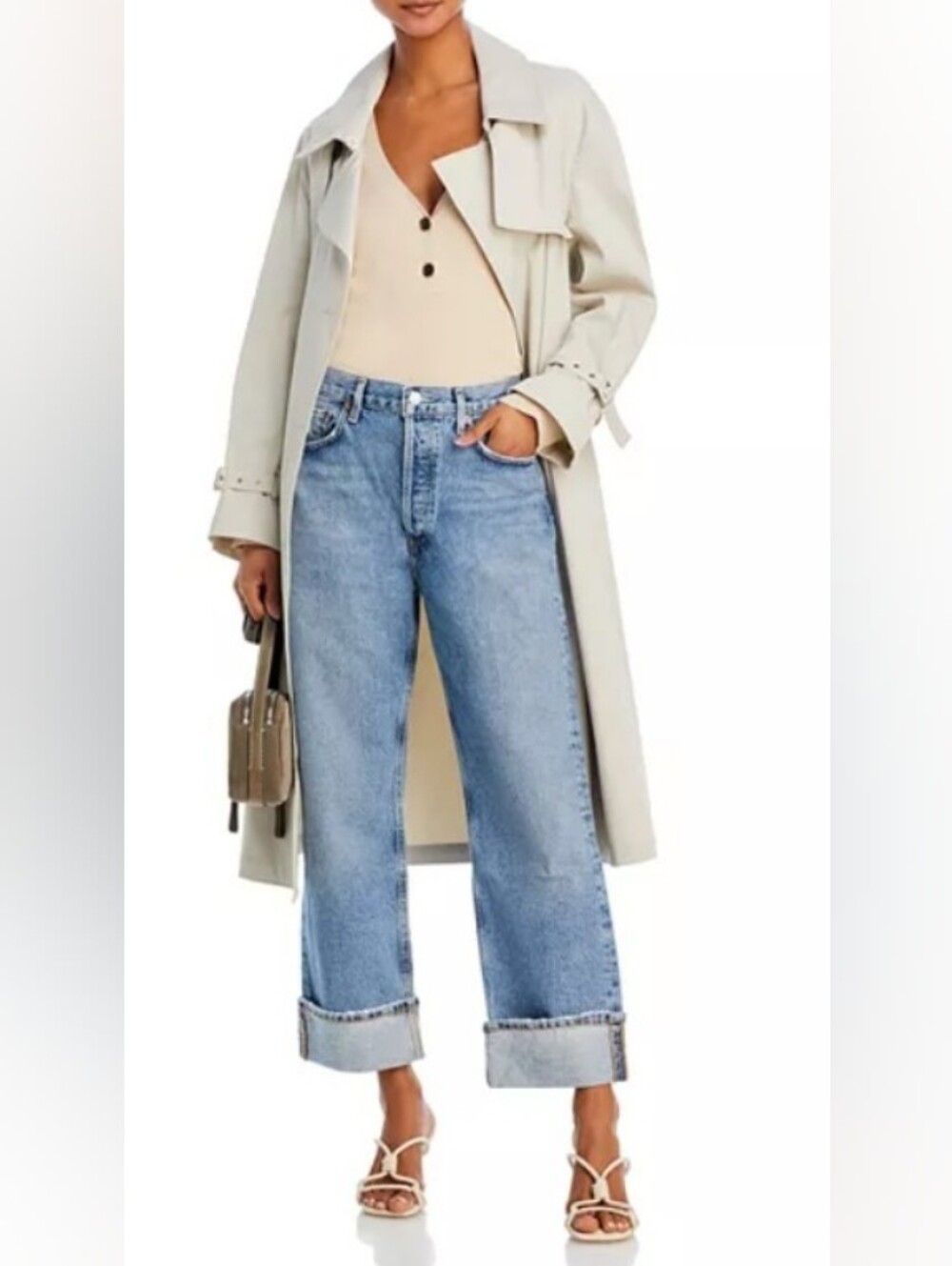 Agolde Fran Low Slung Loose Straight Leg Jeans Blue Button Fly Size 32